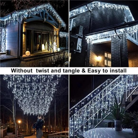 33ft 400 LED Christmas Lights- 8 Modes Icicle Lights with...